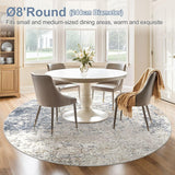 8ft Round Area Rug Living Room Rugs - 8x8 Washable Large Soft Indoor Neutral Modern Abstract Low Pil
