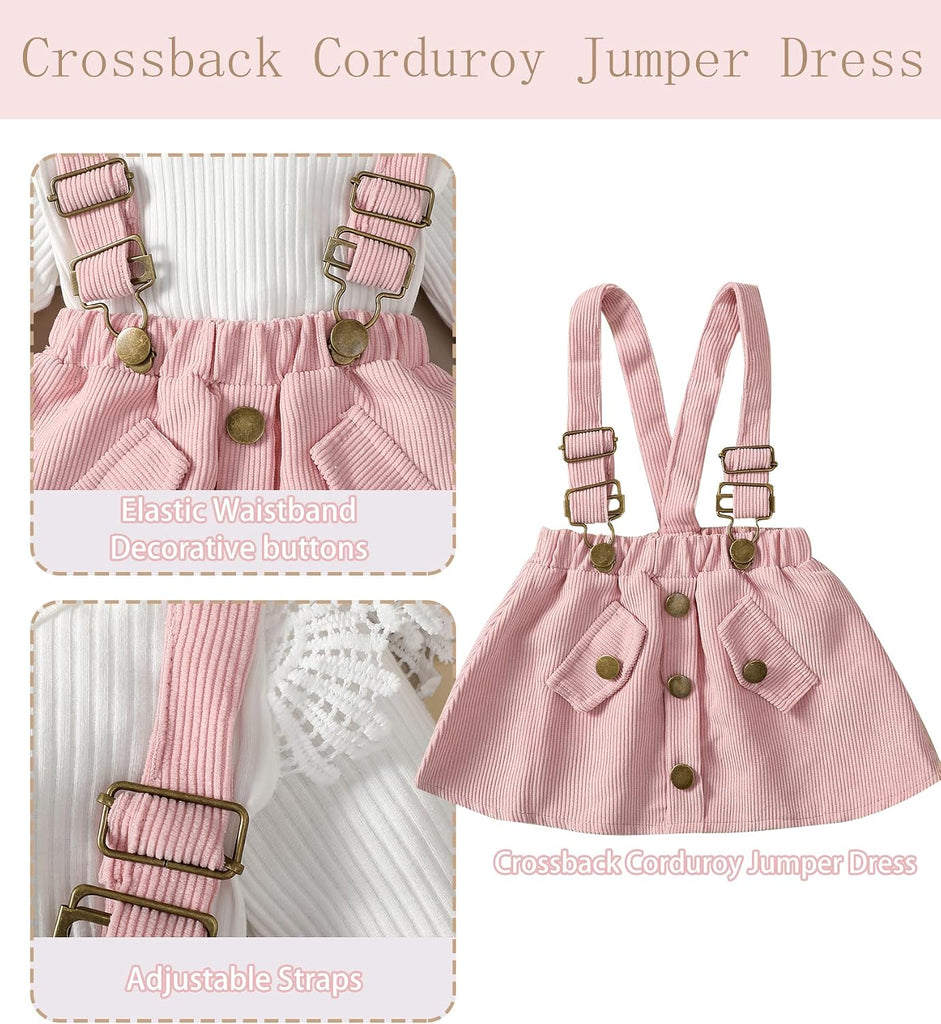 Newborn Baby Girl Clothes Toddler Long Sleeve Ruffle Romper Top Infant Skirt Set Little Girl Overall Dress