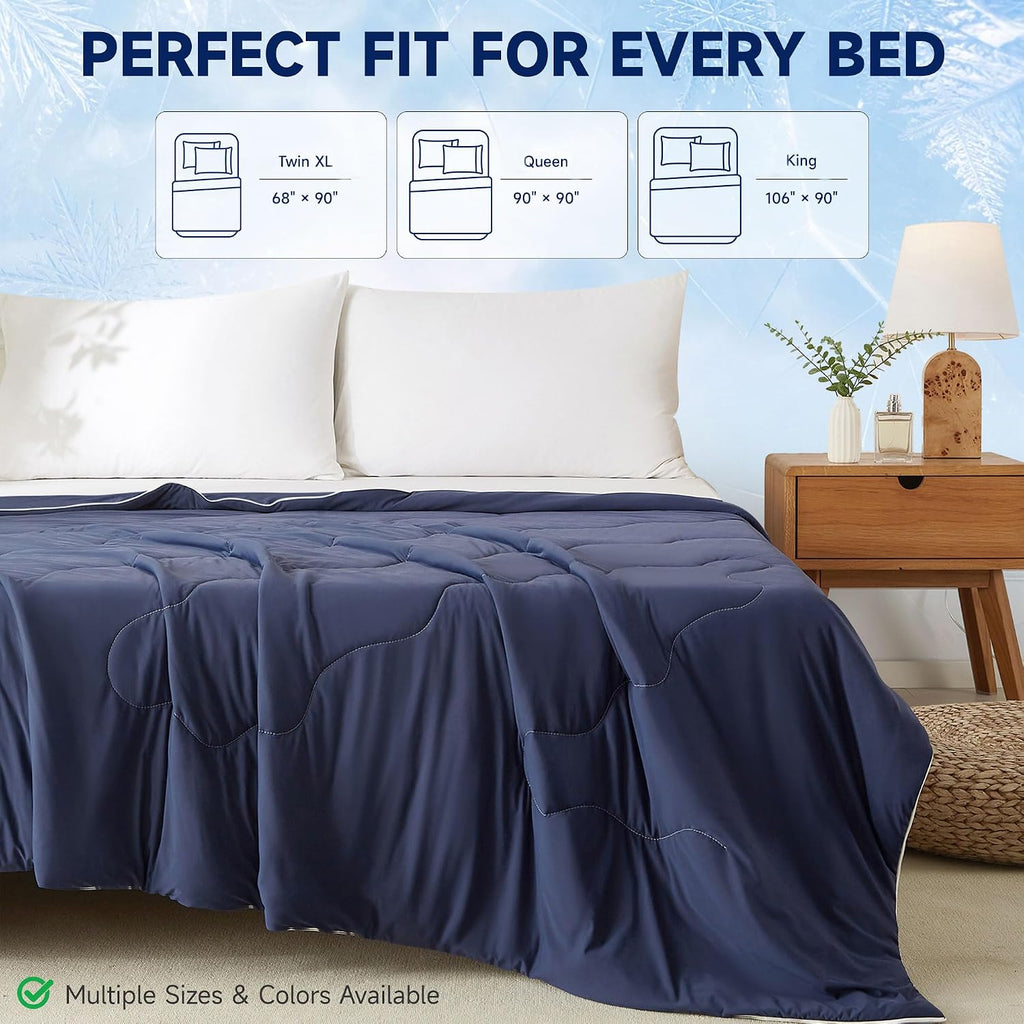 Cooling Comforter Full/Queen Size 90"x90", Cooling Blanket for Hot Sleepers and Night Sweats, Q-Max 0.45 Cool Tech