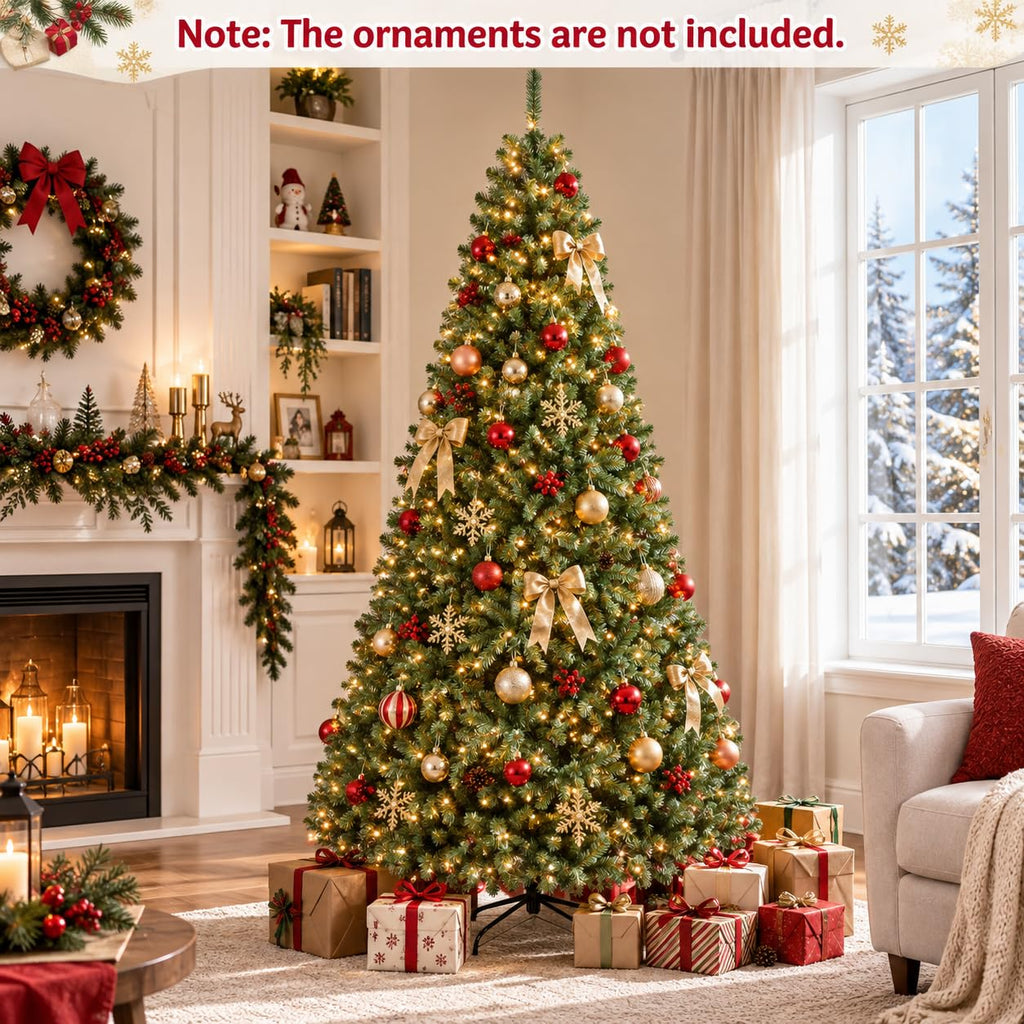 8FT Pre-lit Artificial Christmas Tree w/750 LED Lights, Easy Setup