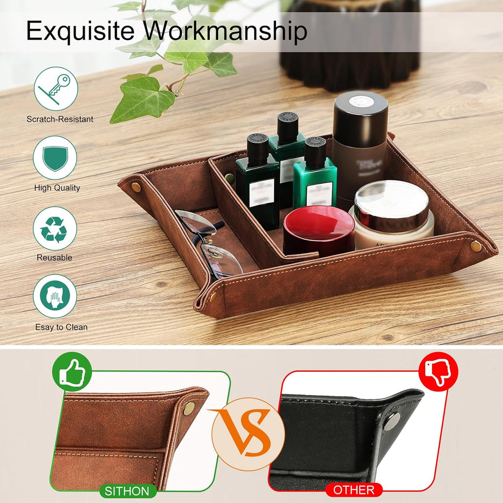 Valet Tray Desktop Storage Organizer with 2 Compartments