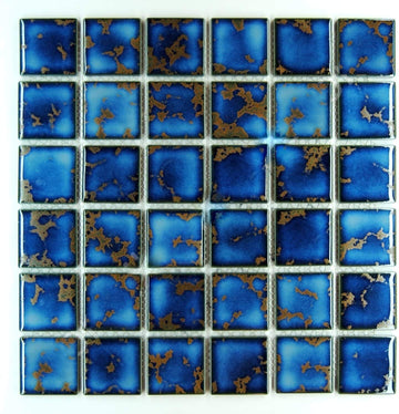 2x2 Calacatta Blue Porcelain Square Pattern Mosaic Pool Tile, Mesh-Mounted for Swimming Pool, Kitchen Backsplash