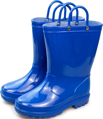 Children's Rain Boots with Easy-On Handles, Waterproof Outdoor Boots for Girls and Boys, Perfect for School and Play