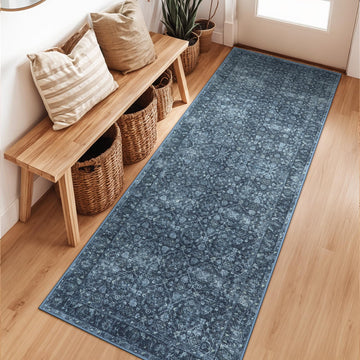 Navy Blue Runner, 2x6 Washable Kitchen Runner Rug Non Skid Washable, Soft Runners Bedroom, Low Pile Carpet Runners