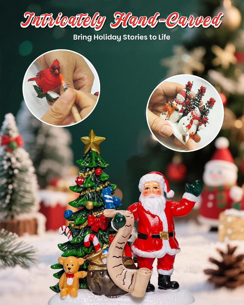 Christmas Santa Snow Globe Light up Lantern with 8 Songs, 6.69" Red Christmas Snow Globes for Kids Adults, 6H Timer &