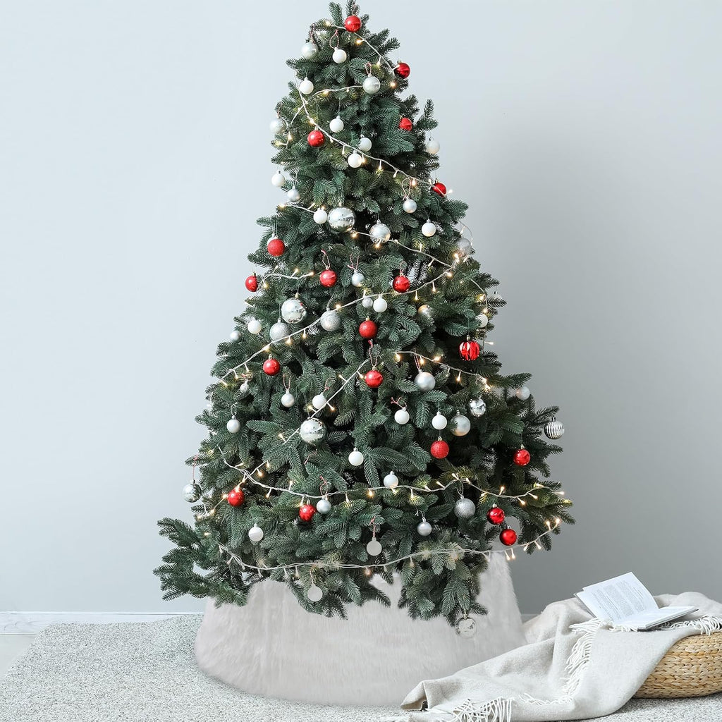 30 Inch Christmas Tree Collar Faux Fur Plush Christmas Collar Adjustable Rustic Tree Collar for Artificial Trees Home