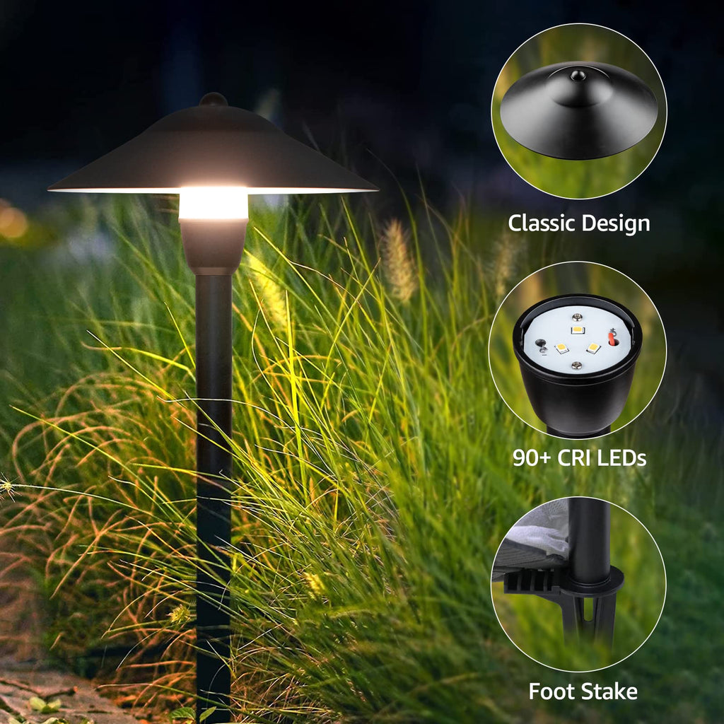 3W Low Voltage Pathway Lights, 4-Pack 7.9" 3000K Classic Aluminum