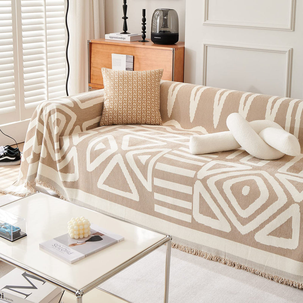 Boho Chenille Couch Cover Large Loveseat Cover for Sofa, Soft Machine-washable Sofa Cover for 2 Cushion Couch Sofa