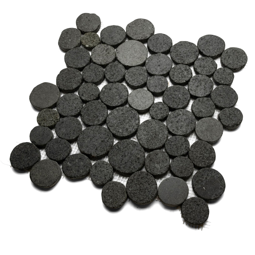CNK Glazed Black Moon Mosaic - 12" X 12" Unpolished Natural Stone, Bathroom, Kitchen, Backsplashes, Shower Floors