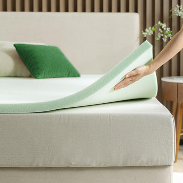 2 Inch Green Tea Memory Foam Mattress Topper, Pressure-Relieving Layer, Ideal for Back Pain Relief, Compact WONDERBOX