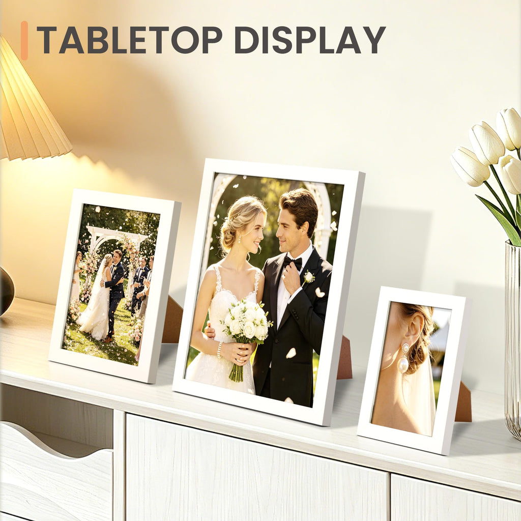 Picture Frames Set of 10, Including 8x10, 5x7, 4x6 White Frame