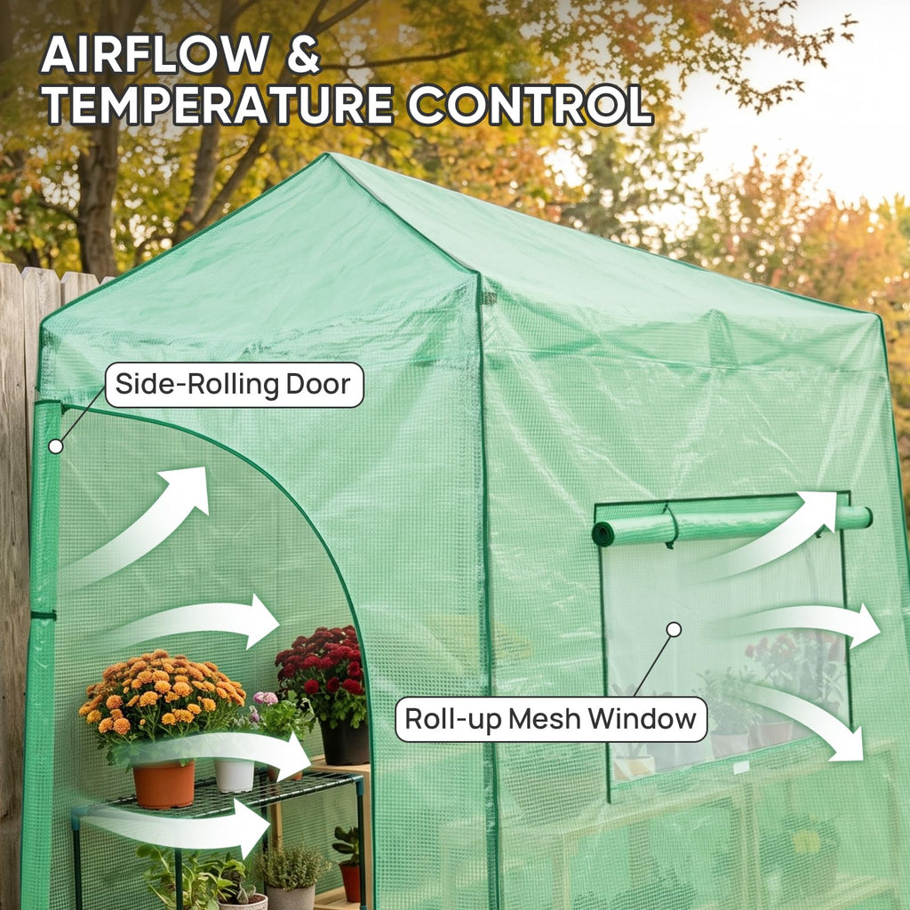 9x4 Easy Setup Pop Up Greenhouse, Lean-To Design, Clear/Green