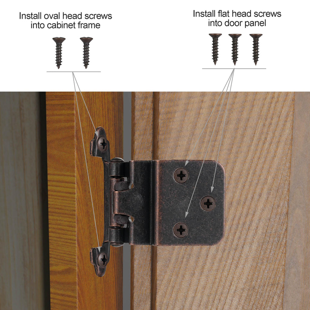 Oil Rubbed Bronze Kitchen Cabinet Hinges, 3/8" Inset, 10 Pack