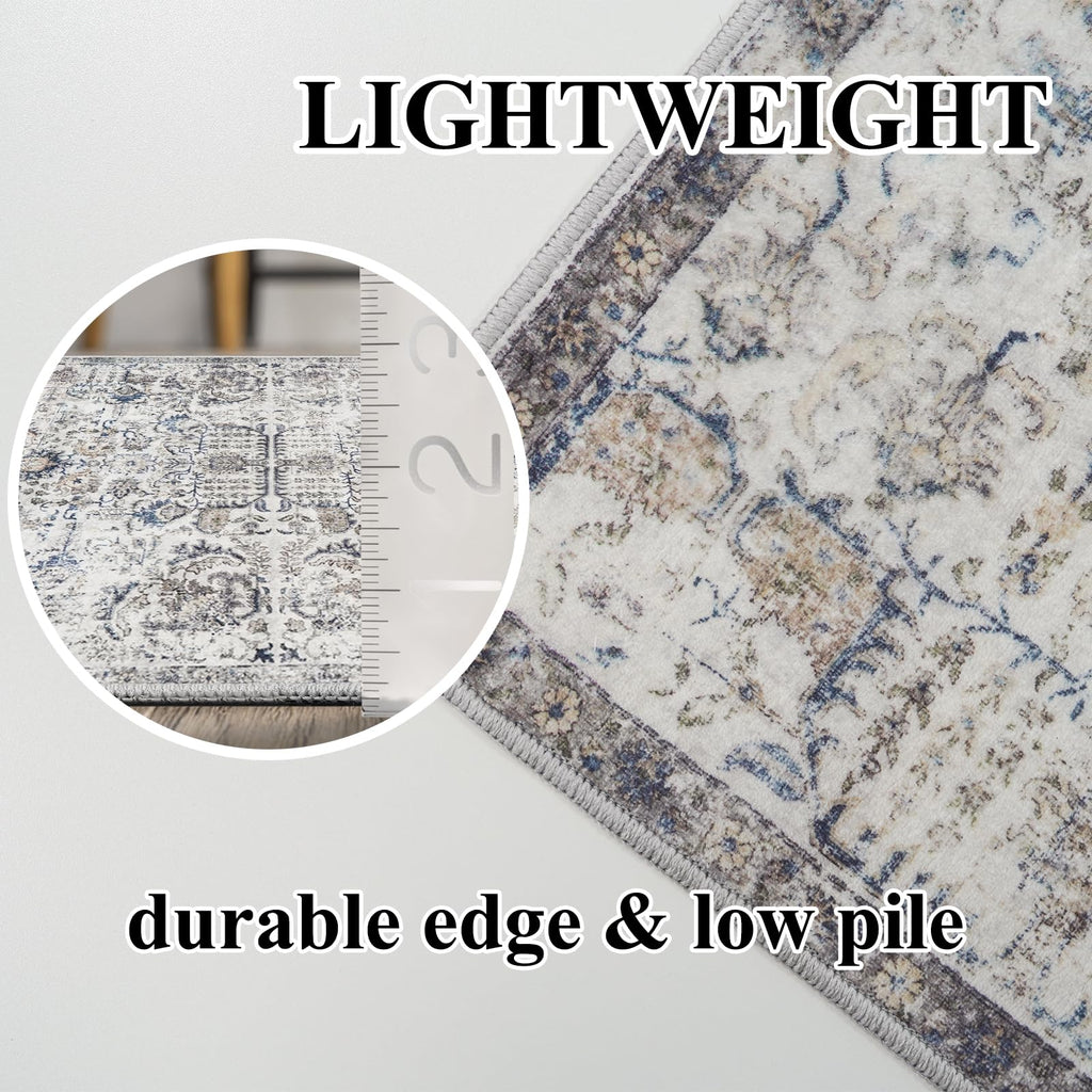 Washable Runner Rugs - Vintage Kitchen Runner Rug Stain Resistant Rugs Bedroom Laundry Room Mat Distressed