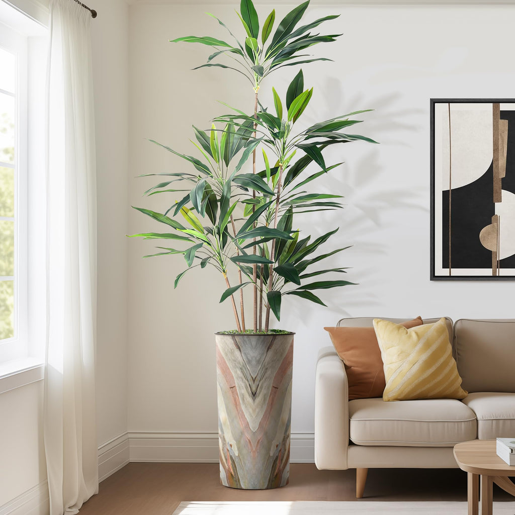 Tree in Morden Contemporary Planter, Fake Dracaena Tree Silk Tree for Indoor and Outdoor Home Decoration - 66"