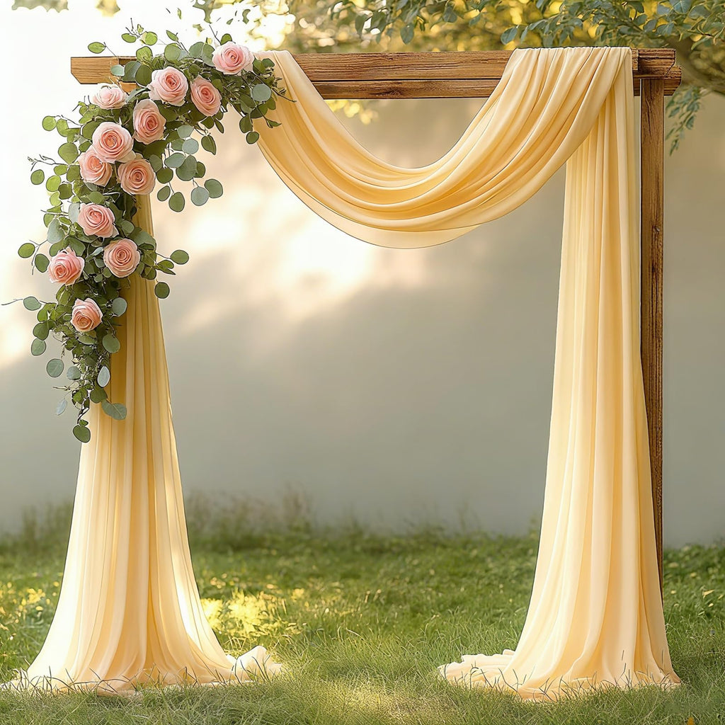 Wedding Arch Draping Fabric, 31.5" x 20FT Wrinkle-Free Sheer Chiffon Drapery for Ceremony Backdrop, Arbor, Pergola