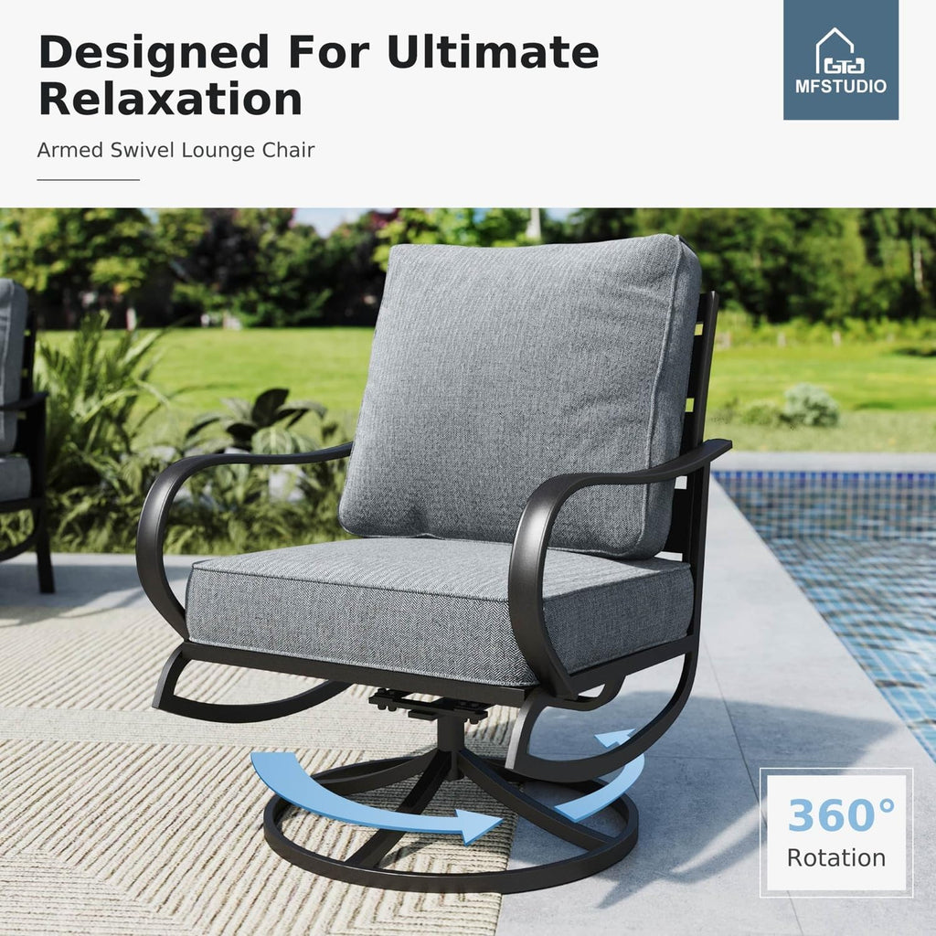 4 Pieces Patio Conversation Sets(5 Seat),Outdoor Metal Furniture Sofas with 1 Loveseat(3 Seat)