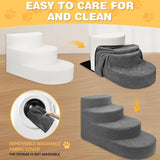 Dog Stairs for Small Dogs, Foam Steps for Small Dogs & Cats, 4 Steps Dog Ramp for High Beds, Couch, Window, Sofa