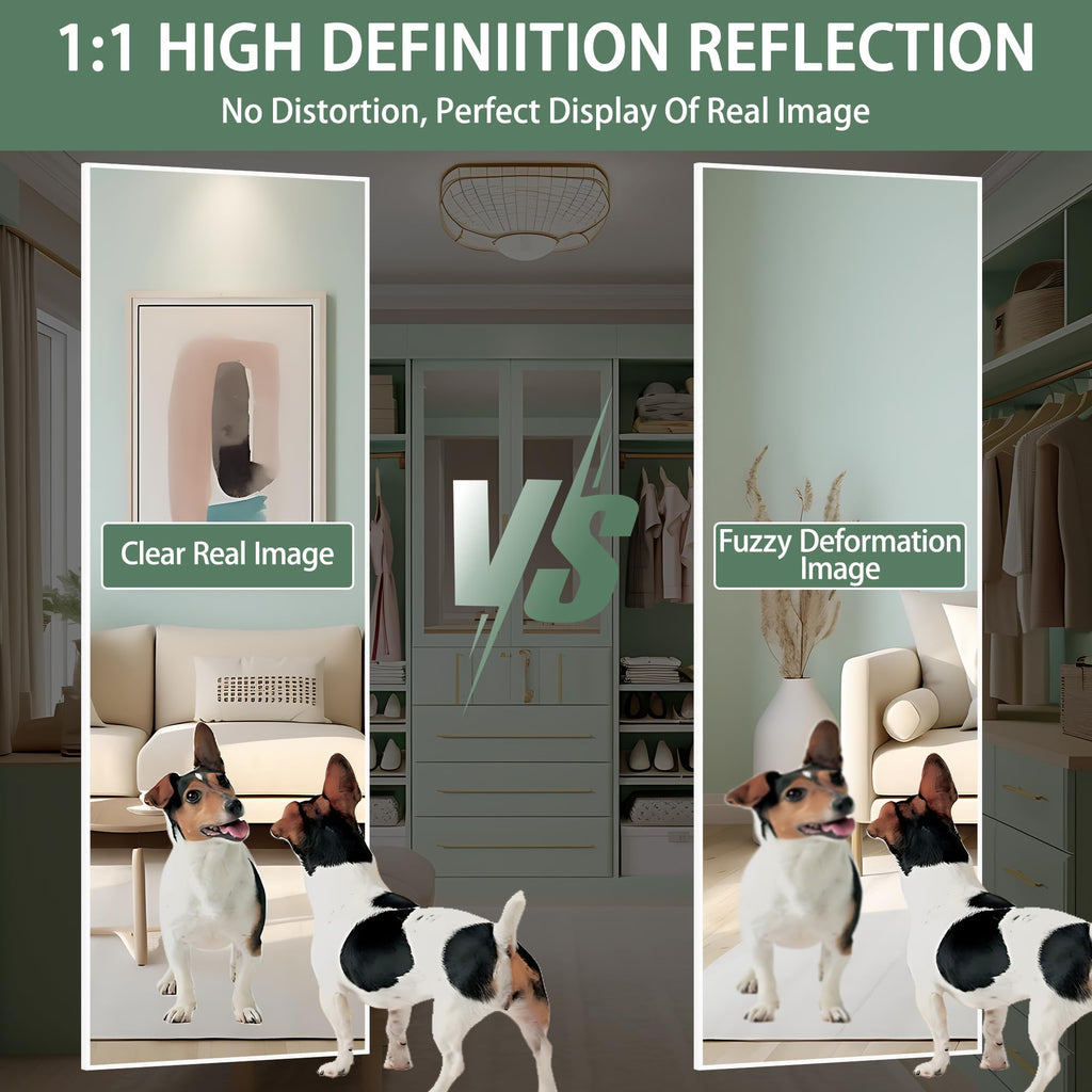 Door Mirror Full Length, 51 x 16 Inch Full Body Wall Mirror Over The Door Hanging Mirror, Cloakroom
