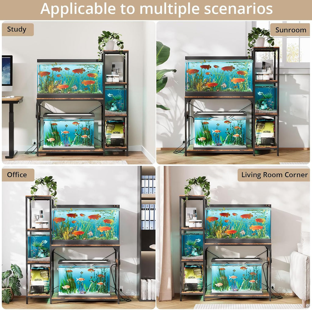 20-29 Gallon Fish Tank Stand with Power Outlet, Aquarium Stand, Brown