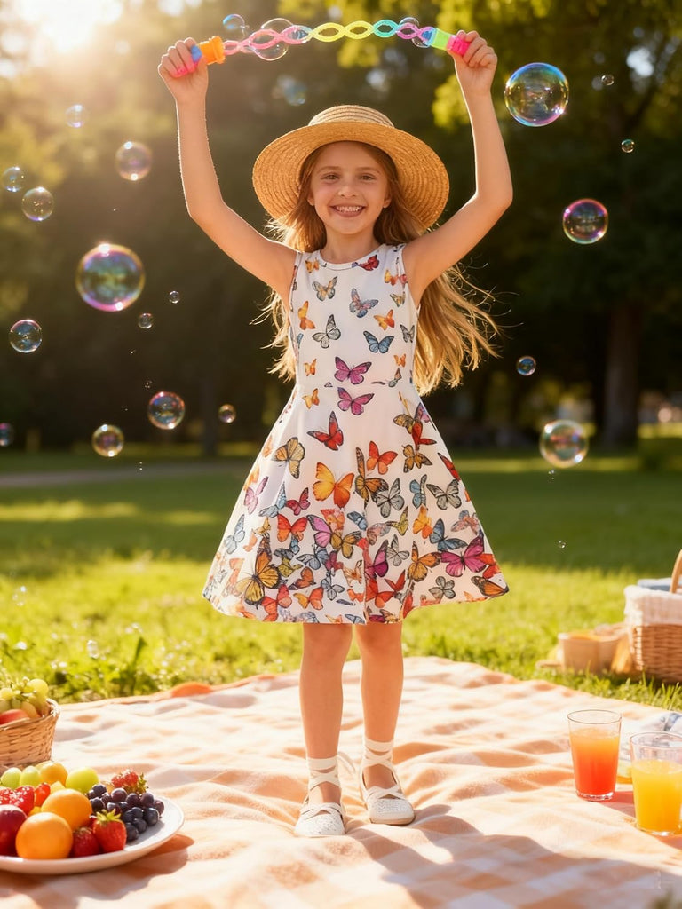 Girls Dress Sleeveless Casual Floral Sundress for Girl