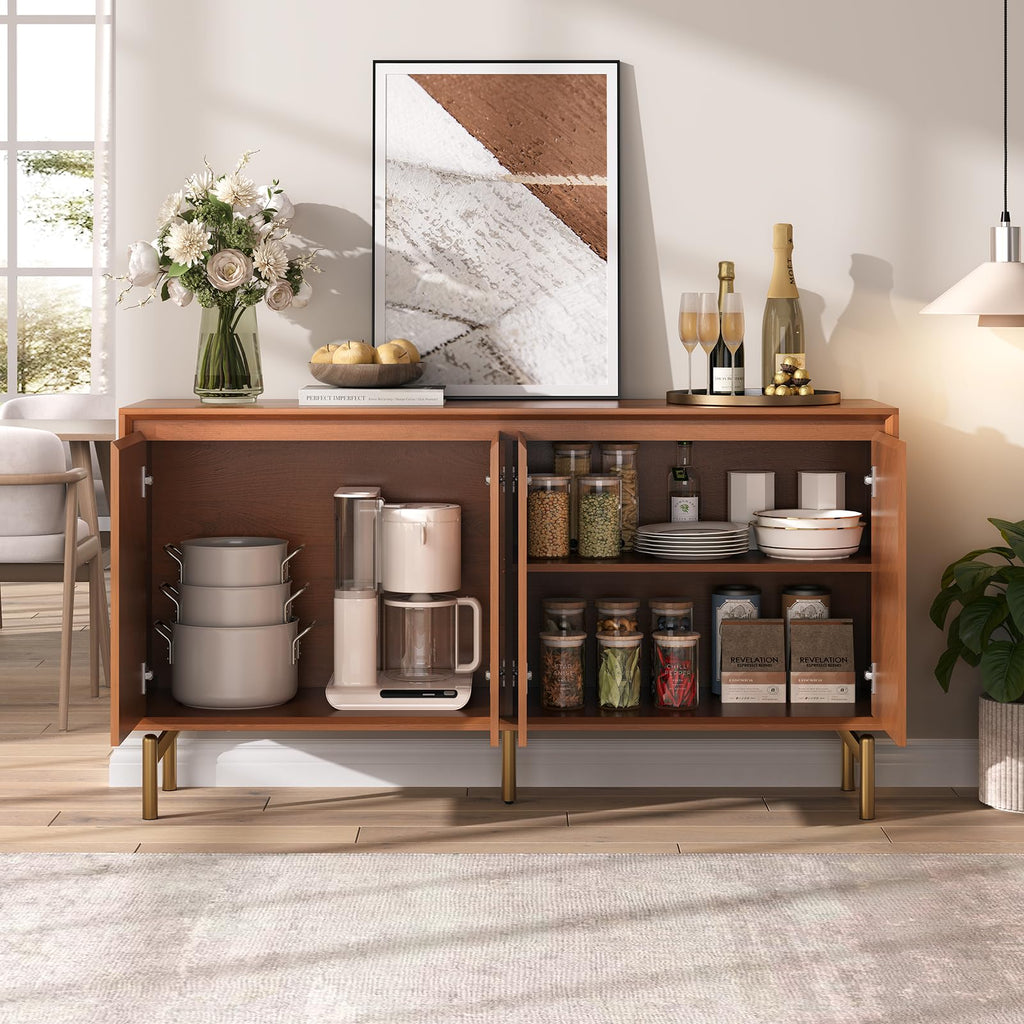 59" Sideboard Buffet Cabinet with Storage, Walnut