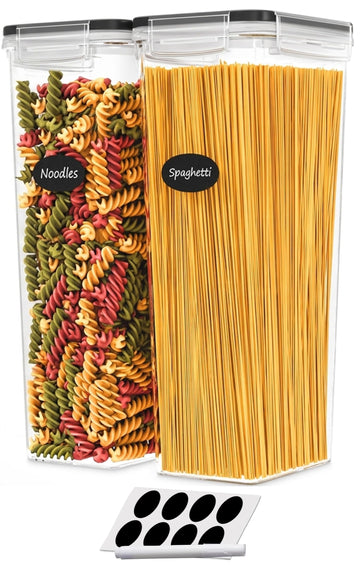 Airtight Food Storage Containers with Lids Set of 2 95 fl. oz Spaghetti Pasta storage Containers, Plastic Air Tight