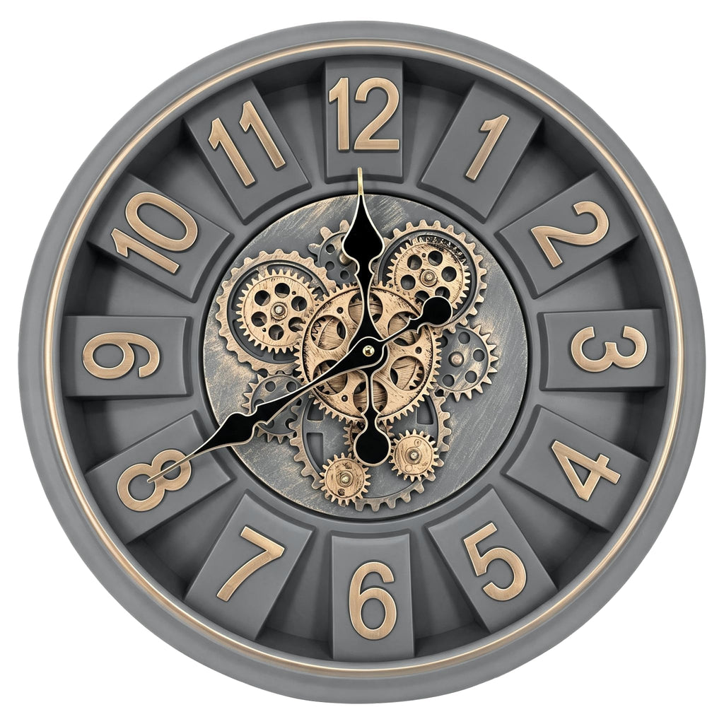 18 Inch Industrial Steampunk Moving Gear Wall Clock Battery Operated