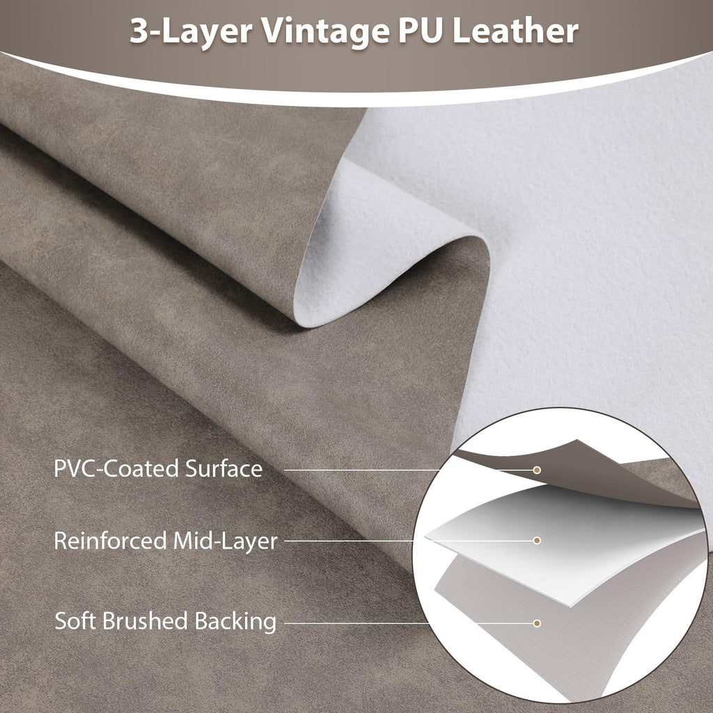 Faux Leather 1.3mm Upholstery Fabric by the Yard 10 Yard Grey Tan