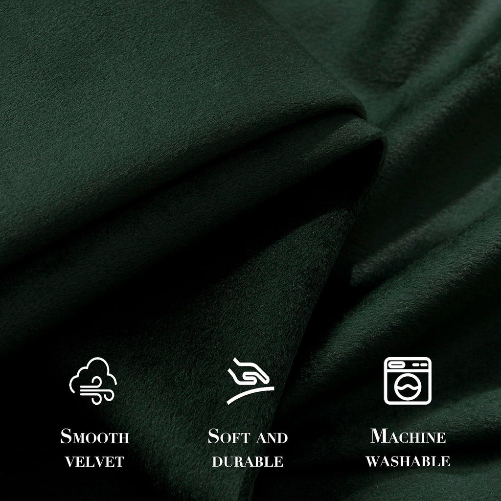 Dark Green Velvet Curtains Thermal Insulated Blackout Curtain for Bedroom Window Living Room Darkening Luxury Vintage