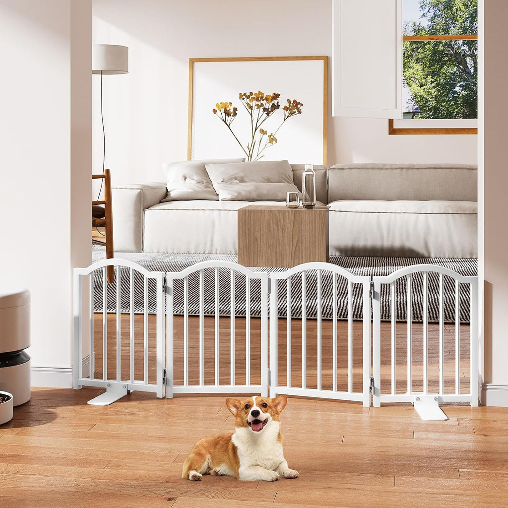 Short Dog Gate Indoor, 16" High Freestanding Small Dog Door Gates with Support Feet, Expands Up to 48'' Wide Foldable