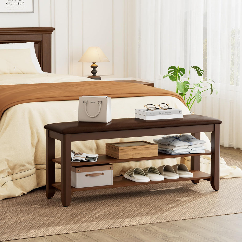 39.4" Wide Solid Wood Shoe Rack Bench with Flip-Top Storage