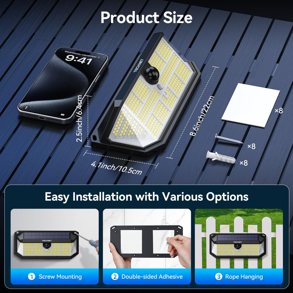 Solar Lights Outdoor 495 LED Motion Sensor Waterproof Wall Lights