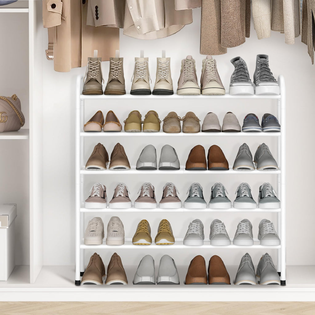 5-Tier Expandable Shoe Rack for Closet, Entryway, 24 Pairs, White