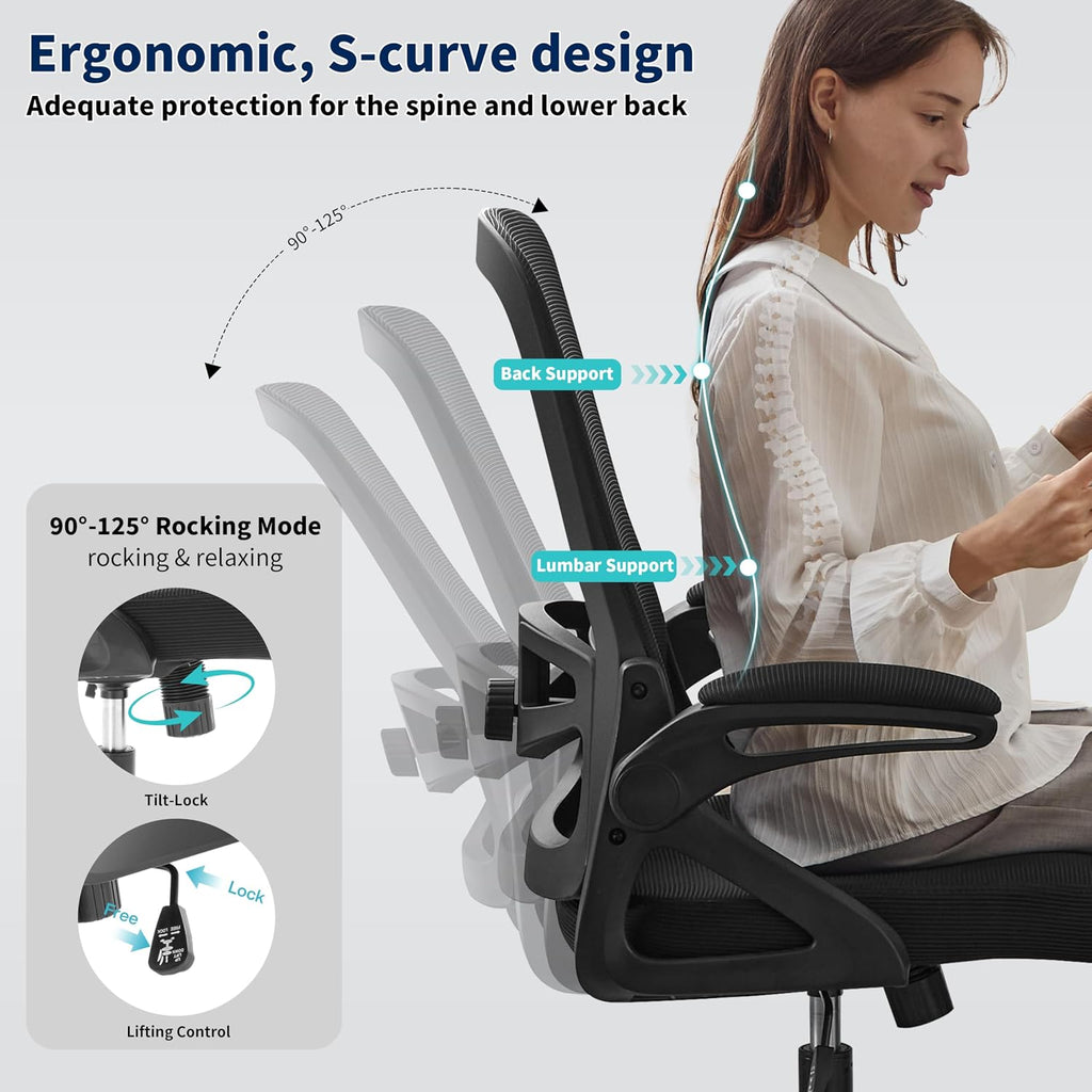 Ergonomic Office Chair Desk Chair with Adjustable Lumbar Support | Mesh Computer Chair Home Office Desk Chair with