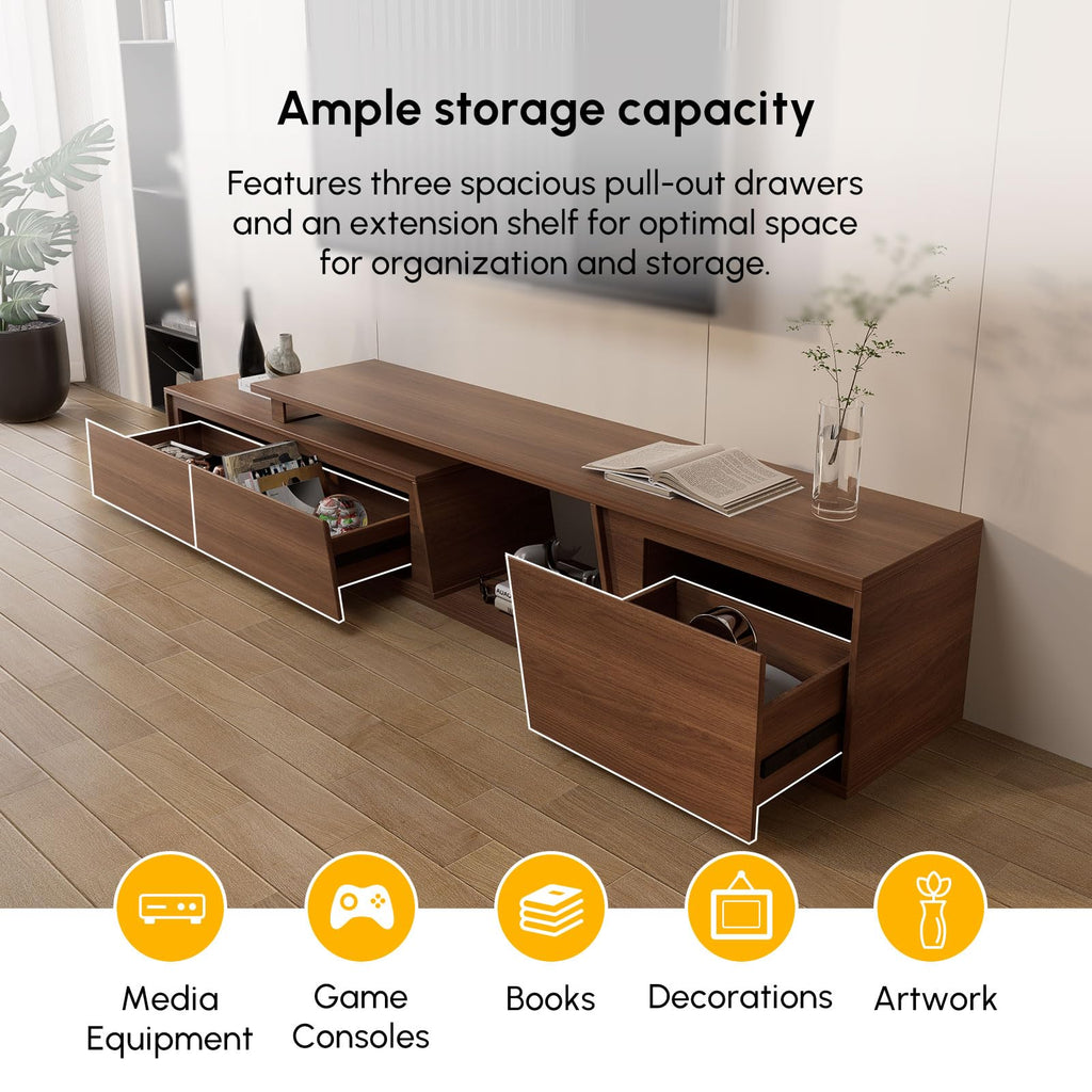 Extendable TV Stand, Walnut Media Console
