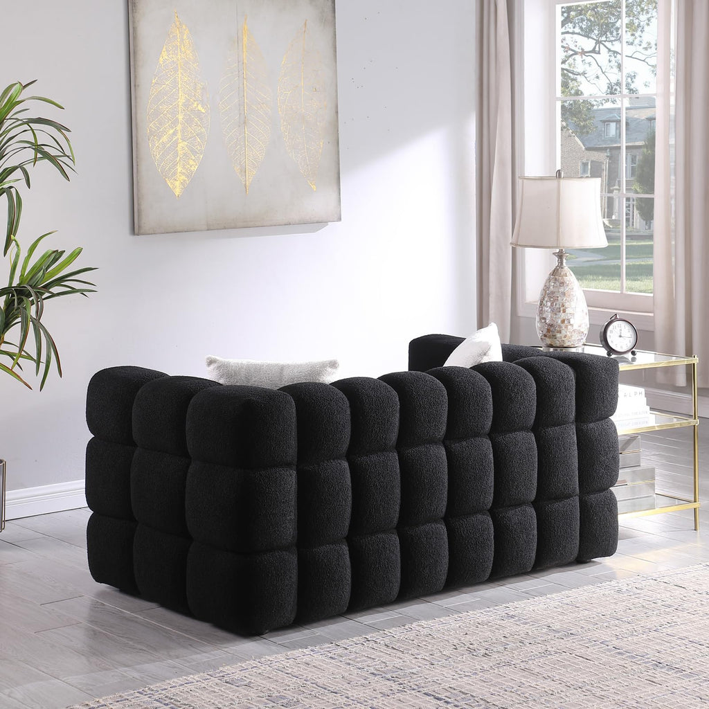62'' Cloud Loveseat Sofa Couch Boucle Chesterfield Sofa Couch, Modern 2-Seater Loveseat Upholstered Bedroom Dorm
