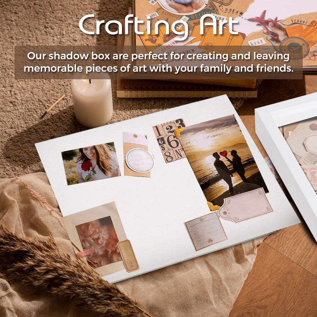 11" x 14" Shadow Box Display Case, Linen Back, 2 Pack White