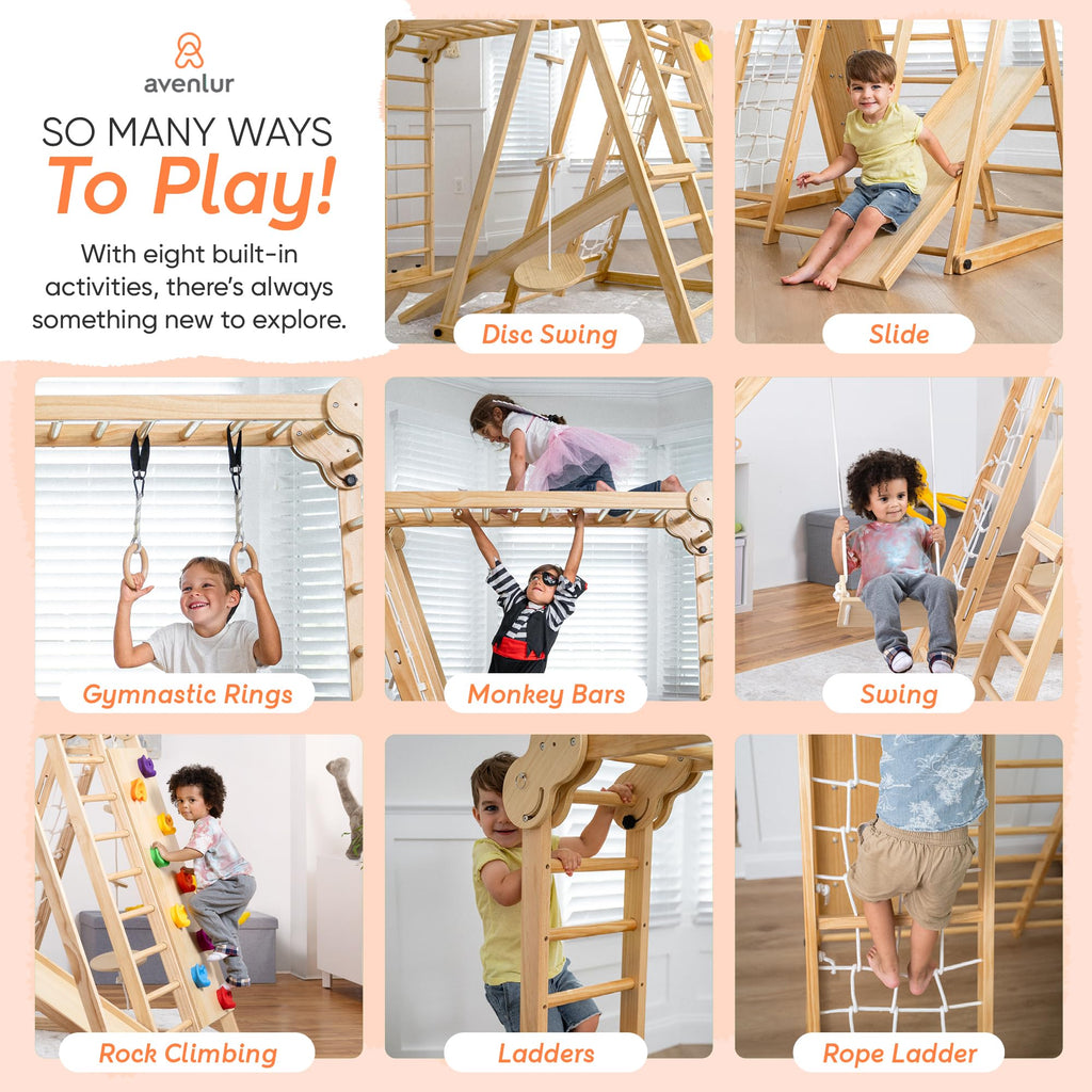 Chestnut 8-in-1 Foldable Jungle Gym, Indoor Playground