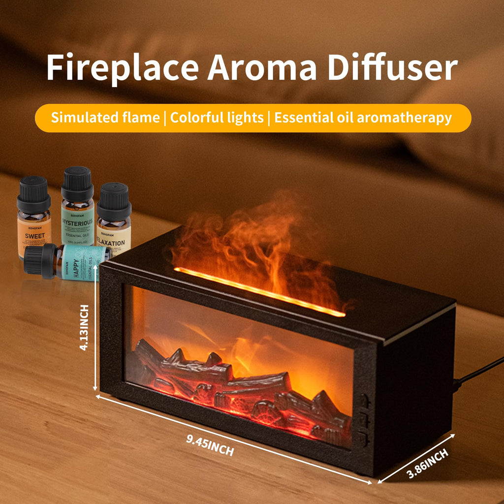 Fireplace Essential Oil Aroma Diffuser, Flame Aromatherapy Humidifier