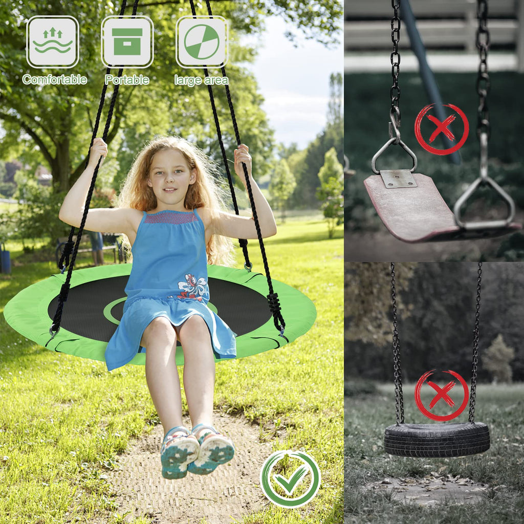 Tree Swings for Kids Outdoor, 40 Inch Diameter 600lb Weight & Adjustable Hanging Ropes Tree Swings, Great for