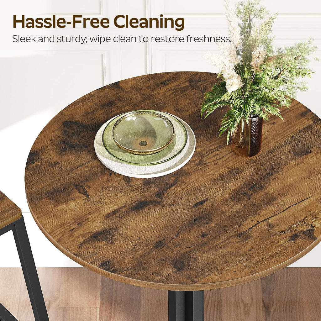 Round Bar Table Set of 2, Counter Height Pub Table, Bar Height Cocktail Table, Versatile Use, Bar, Pub, Cafe, Rustic