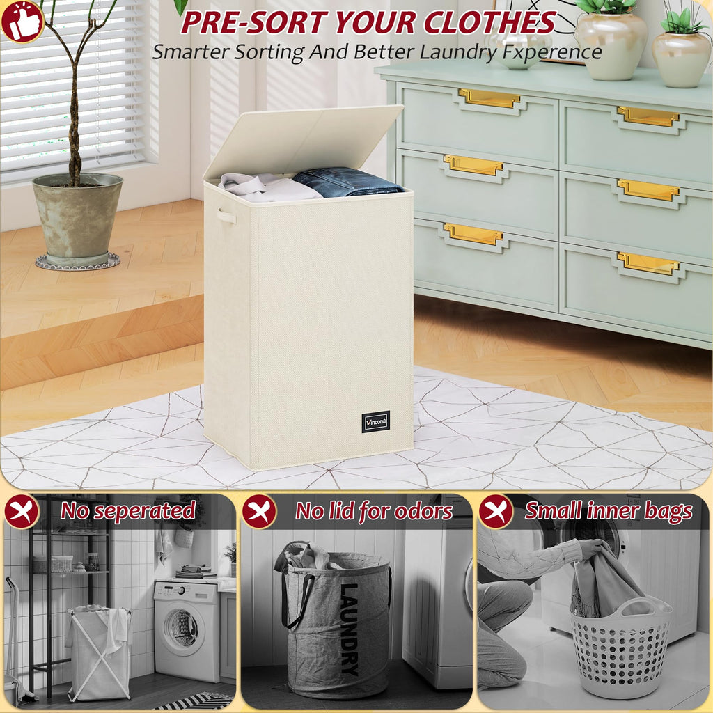110L Laundry Hamper with Lid, Reinforced Sturdy Large Laundry Hamper with Handle and Lid, Collapsible Clothes Basket