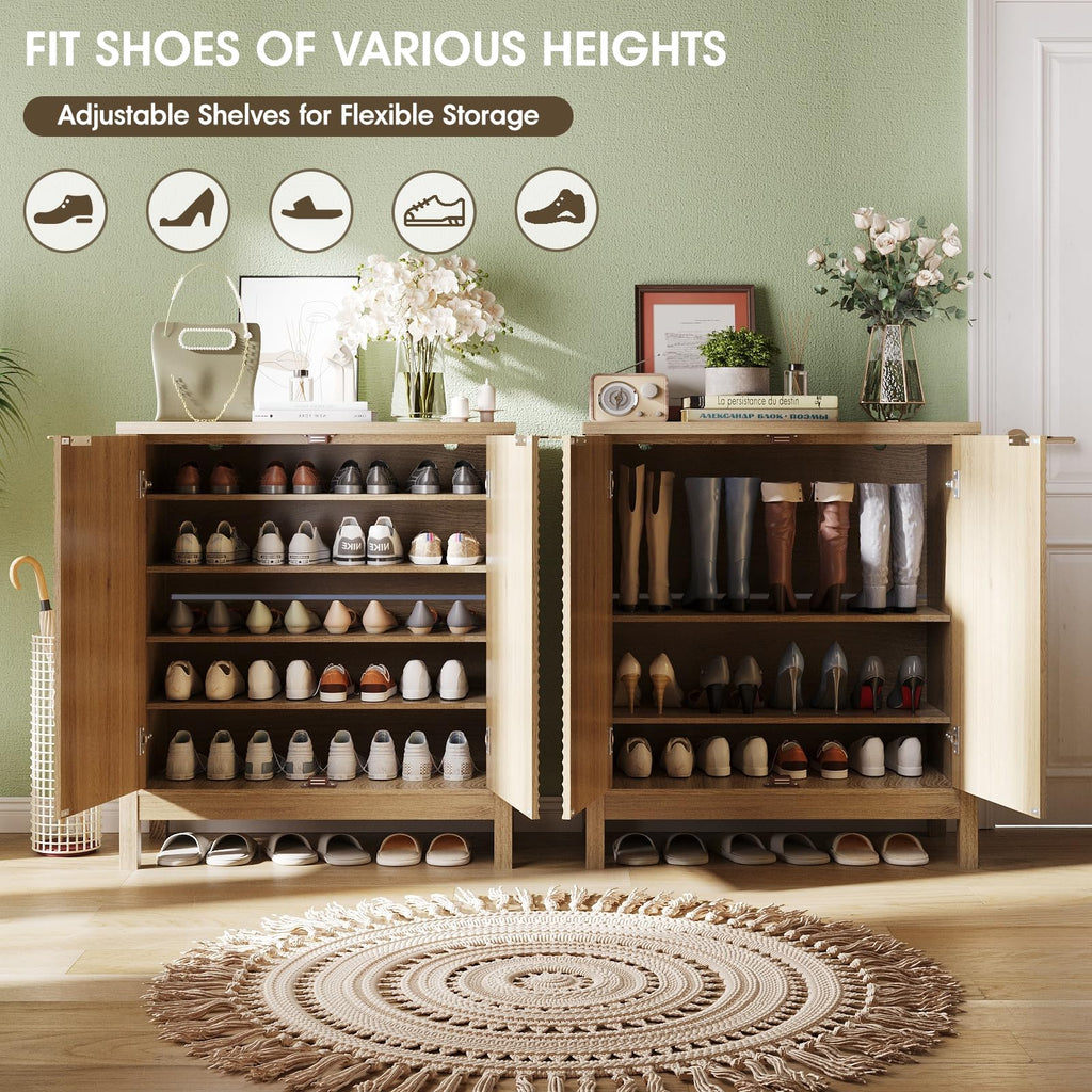 5-Tier Shoe Cabinet with Fluted Doors & Adjustable Shelves Shoe Storage, Hidden Shoe Storage Cabinet, Modern