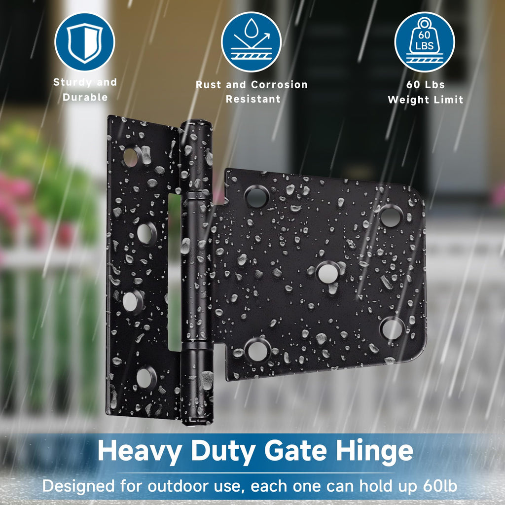 3.5 Inch Heavy Duty Gate Hinges, 10 Pack Black Iron Door Hinges