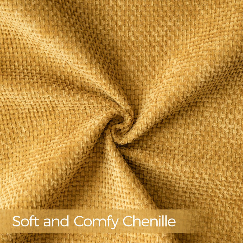 Fall Mustard Yellow Chenille Throw Pillow Covers 22x22 Inch Pack of 2 Modern Decorative Throw Pillow Covers Farmhouse