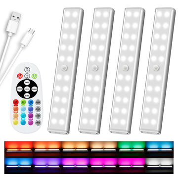 48 LED Under Cabinet Lighting Wireless, 15 Colors Changeable Rechargeable RGB Under Cabinet Lights Remote Control