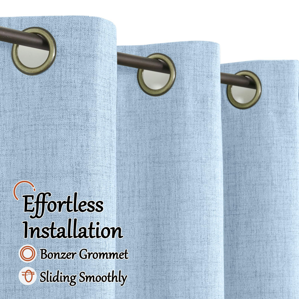 Baby Blue Linen Blackout Curtains - 52x84 Inch 2 Panels