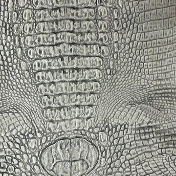 Mugger Two Tone Gator Faux Leather Vinyl Fabric - Sold by The Yard - 60" (Cement Gray | Black)