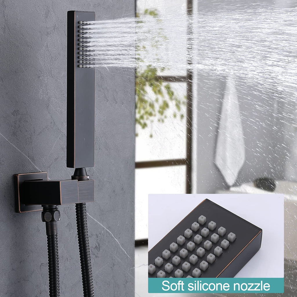 Hand-held Shower Head Set - Oil Rubbed Bronze Brass Handheld Shower Wand with Wall Mount Adjustable Elbow Holder and